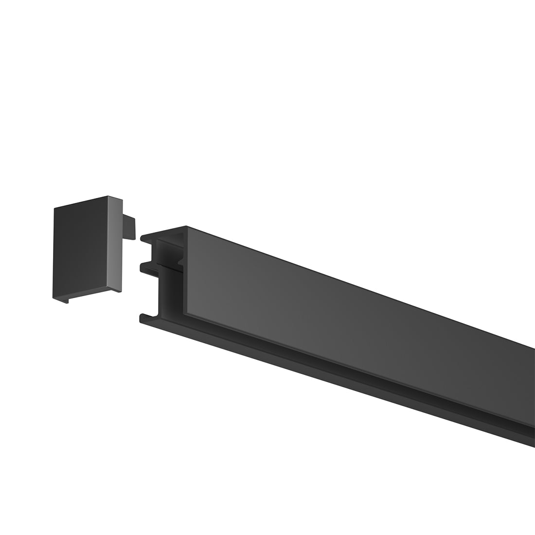 Eindkap voor R10 rail aan rail bevestigen zwart