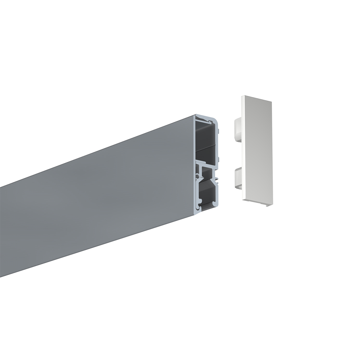 eindkap R70 Rail op grijze rail plaatsen