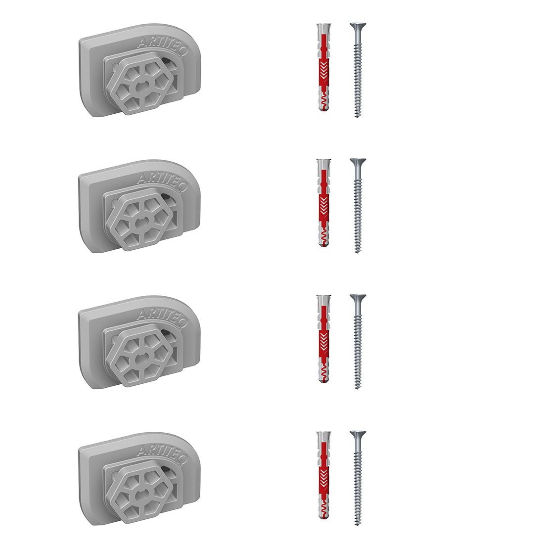 Security Clip set van 4 stuks met pluggen en schroeven