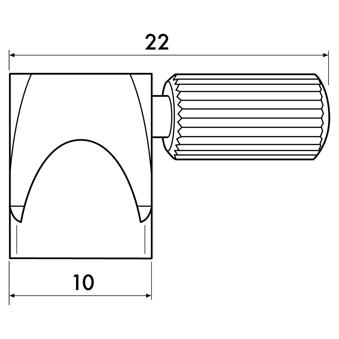 rond messing haak lijntekening voorkant