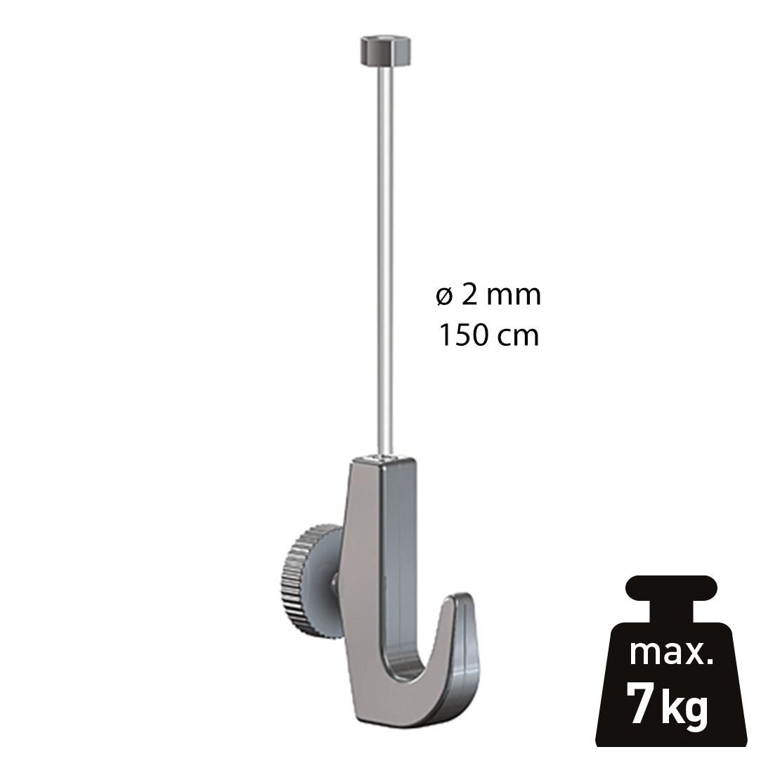 Ophangset 2 mm Glijder Economy perlon + Haak 7 kg