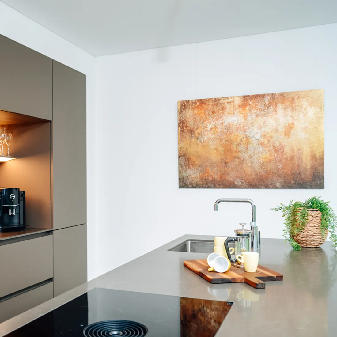 Shadowline Drywall inbouw ophangsysteem wit met kunstwerk