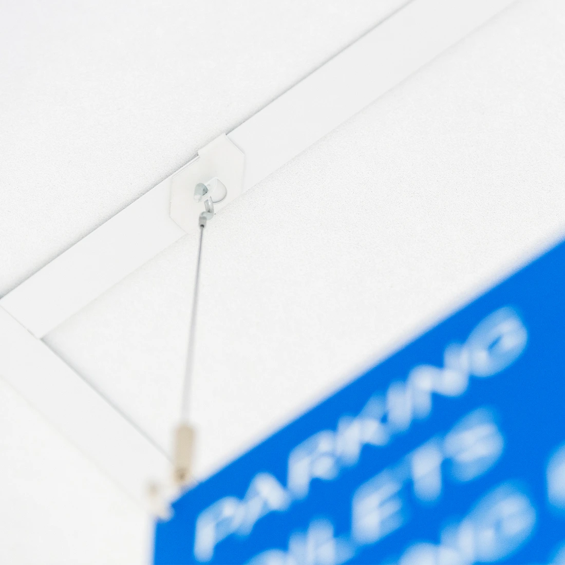 Sign hanging system – recessed ceiling