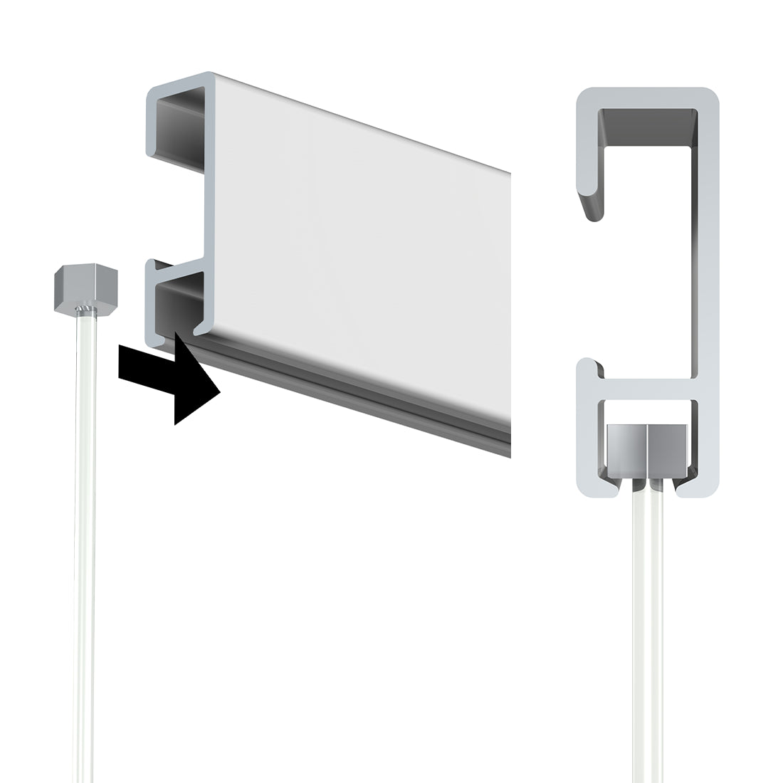 glijder economy ophangdraad in rail hangen