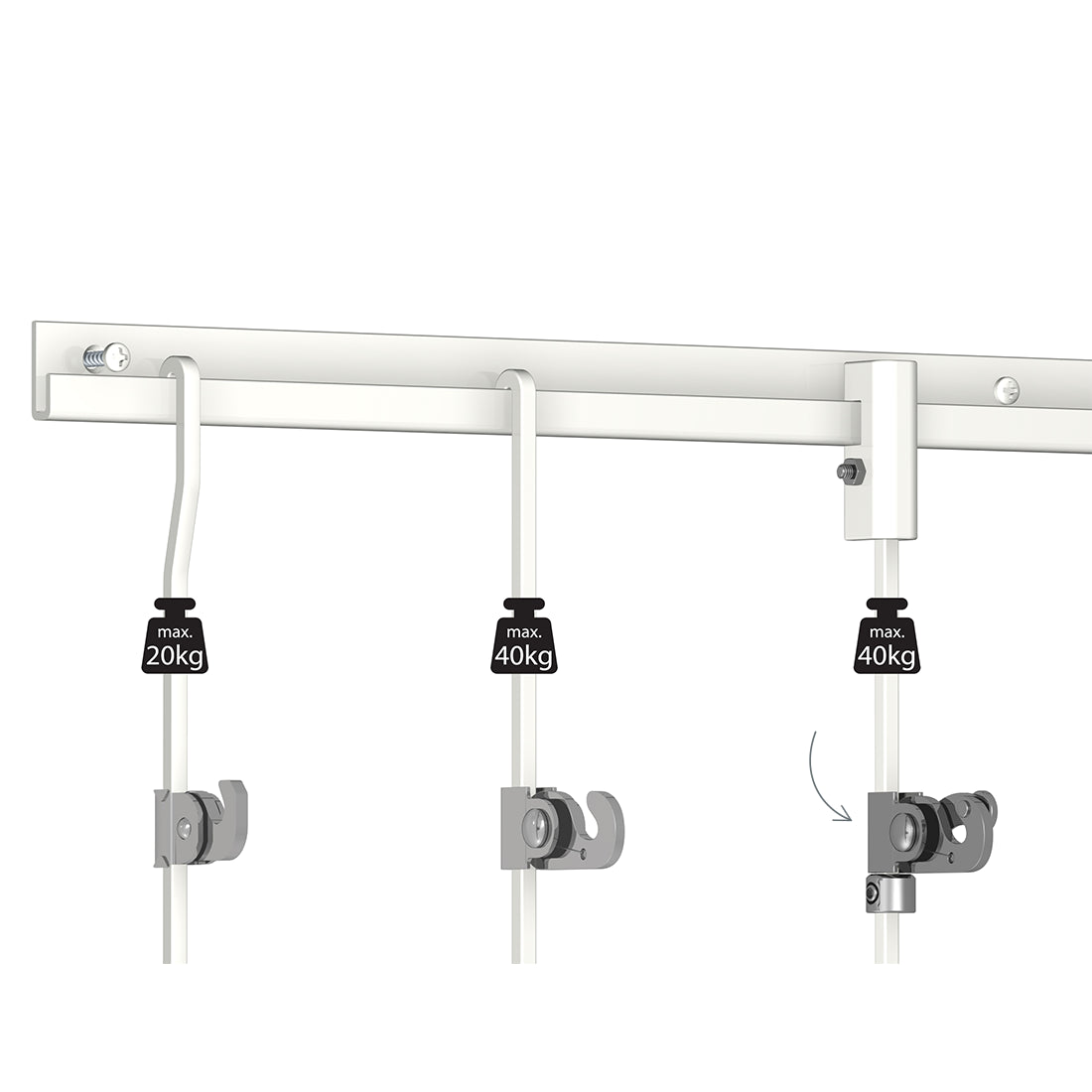 Classic rail plus met verschillende ophangstangen