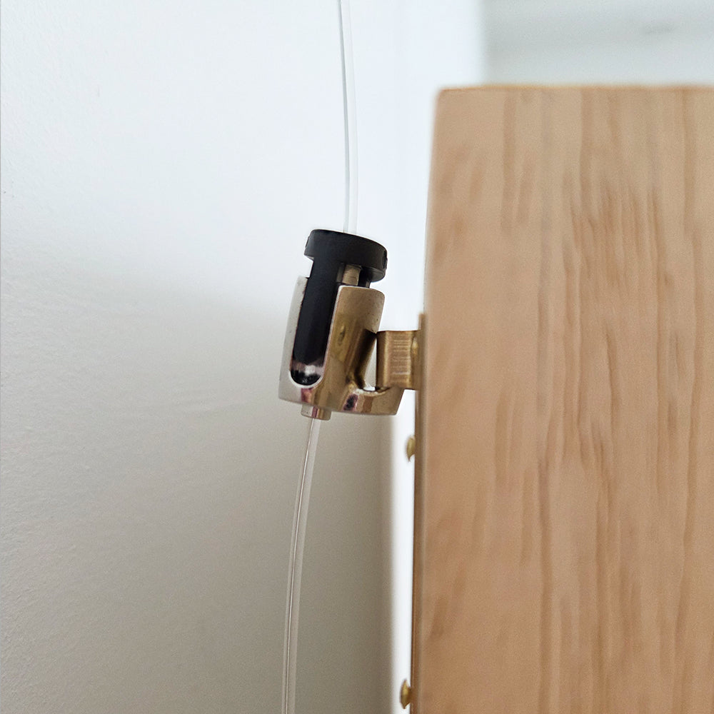 Newly Ophanghaak H100 20 kg bevestigd aan achterkant lijst