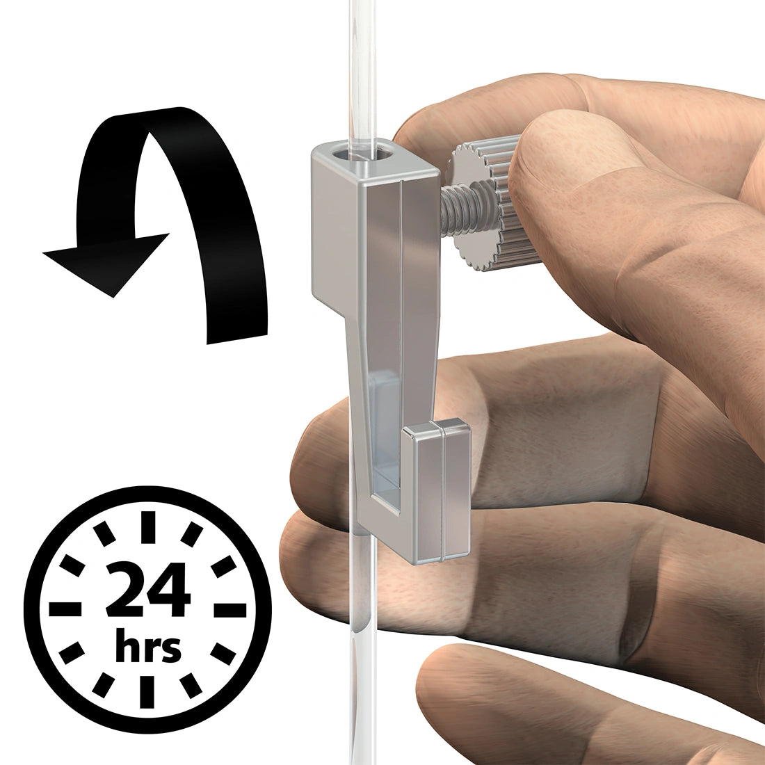 Mini haak vastdraaien