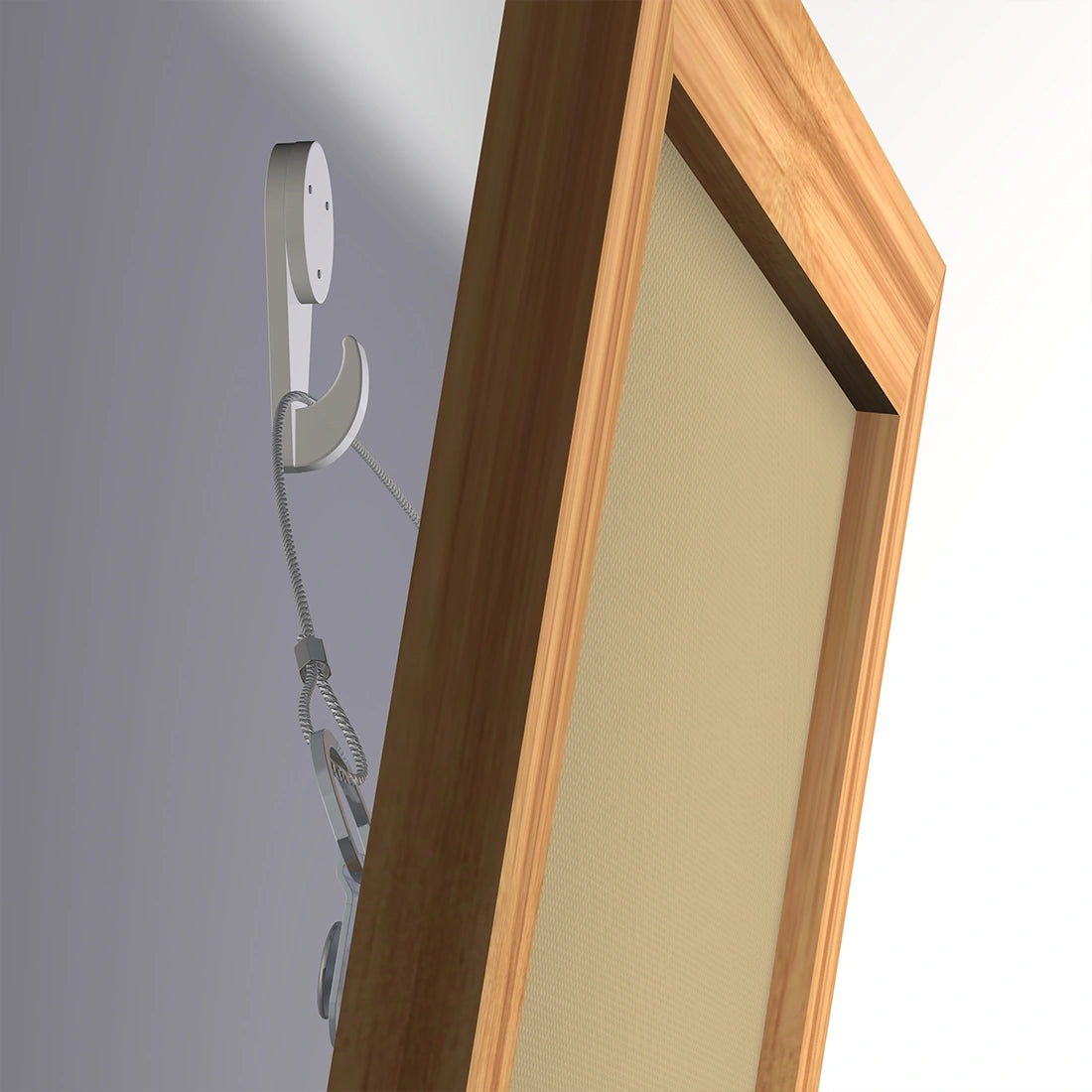 Artiteq betonhaak bevestigd aan houten lijst