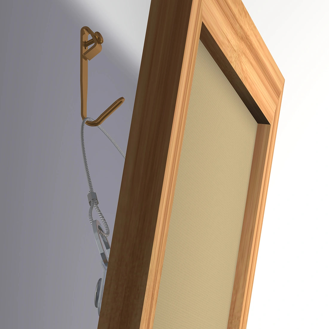 Artiteq wandhaak bevestigd aan houten lijst