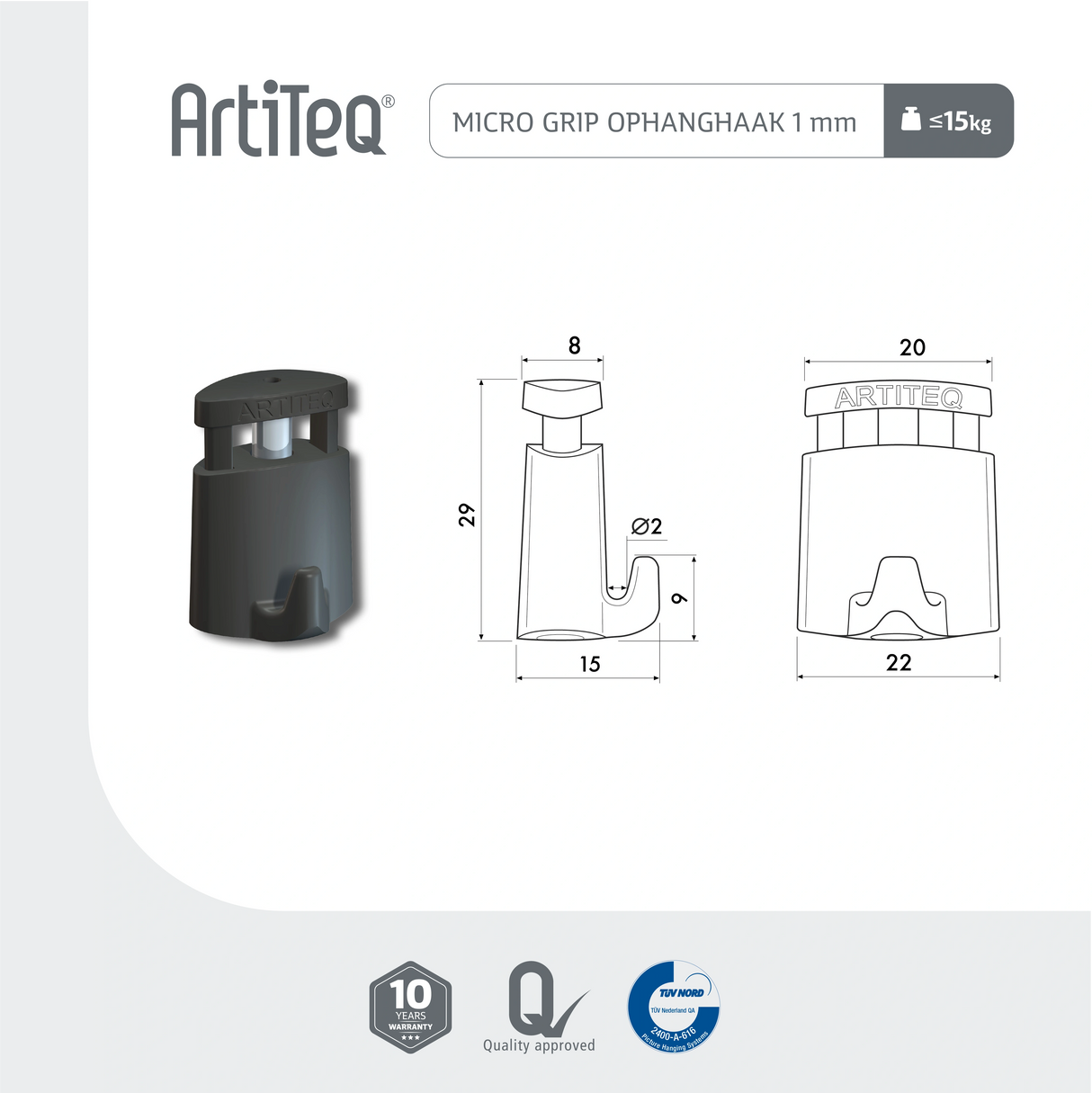 Gancho de suspensión Micro Grip 5-10 kg