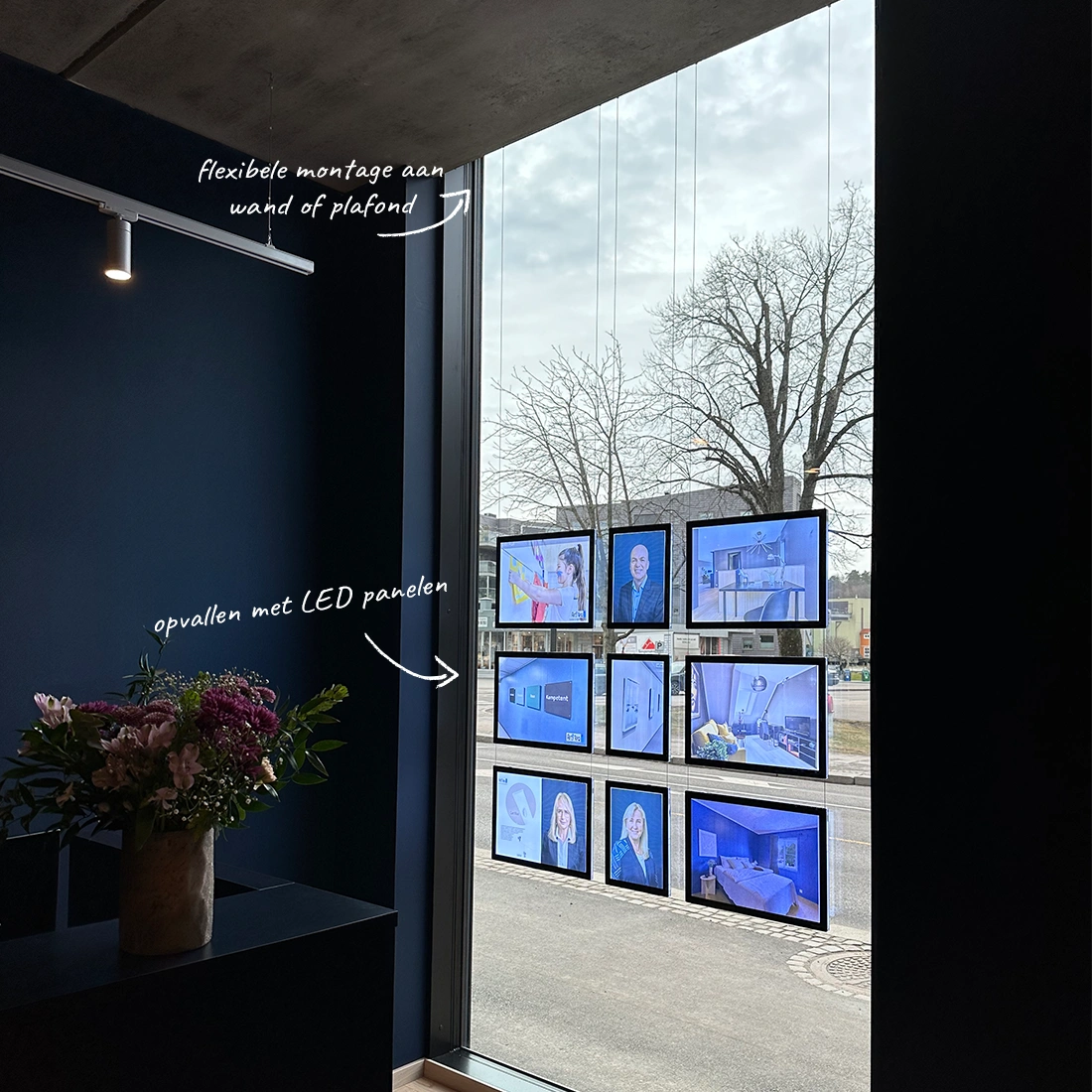 Raam presentatie met LED verlichting