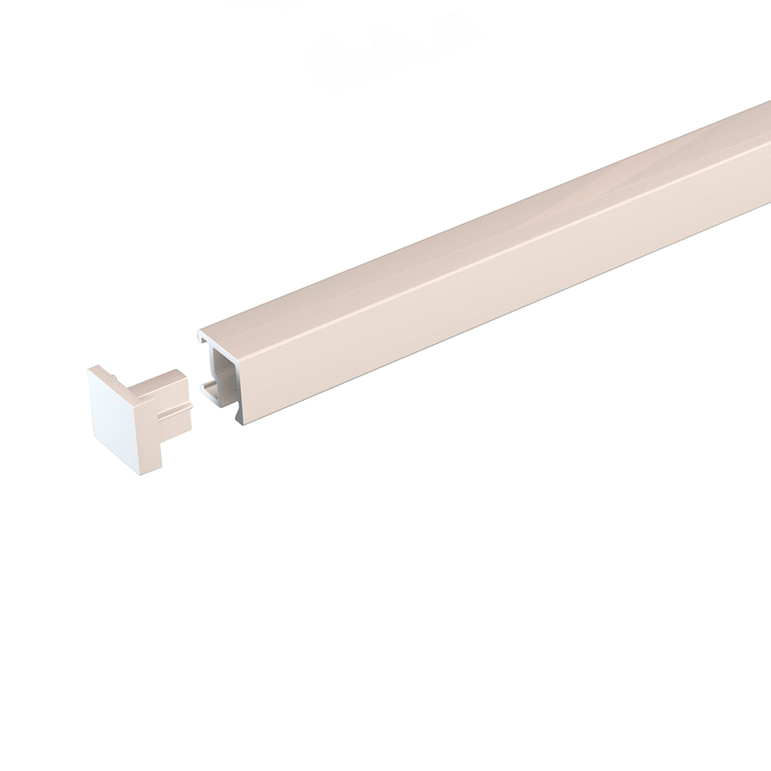 Eindkap op contour rail plaatsen