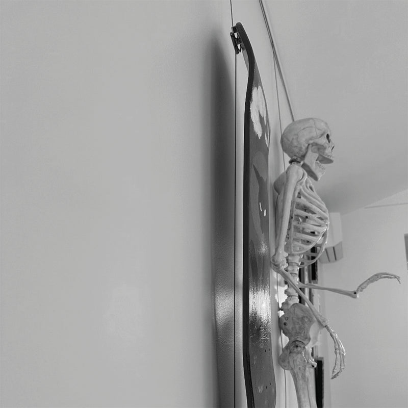 Detail foto skelet aan muur halloween