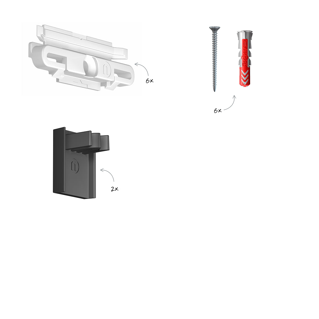 Inhoud montageset R10 Rail zwart