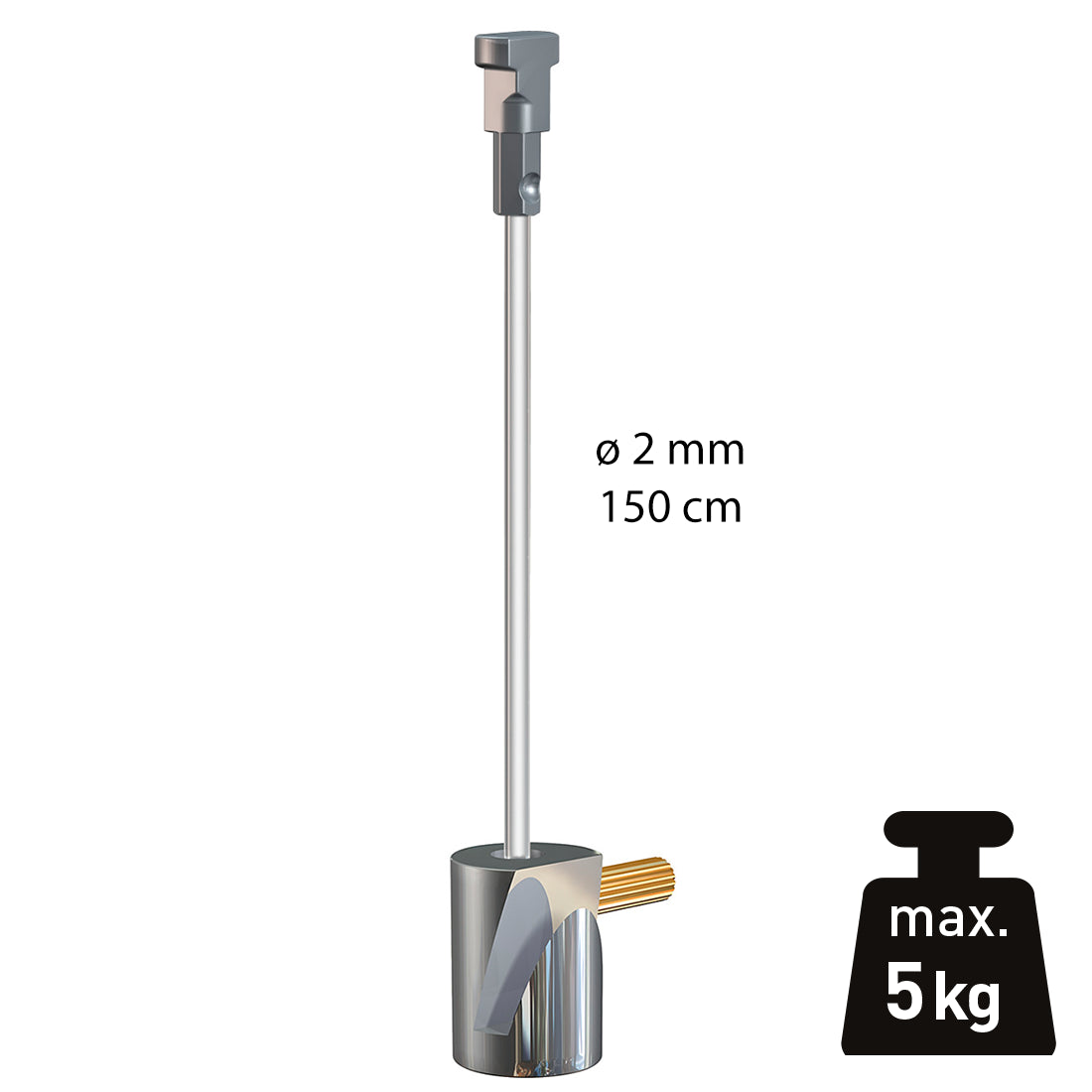 Ophangset 2 mm Twister perlon + Rond Messing haak 5 kg