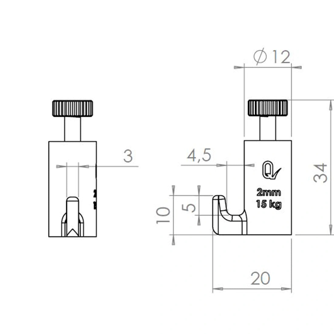 lijntekening auto grip haak