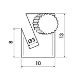 Lijntekening zijkant Rond Messing haak 5 kg