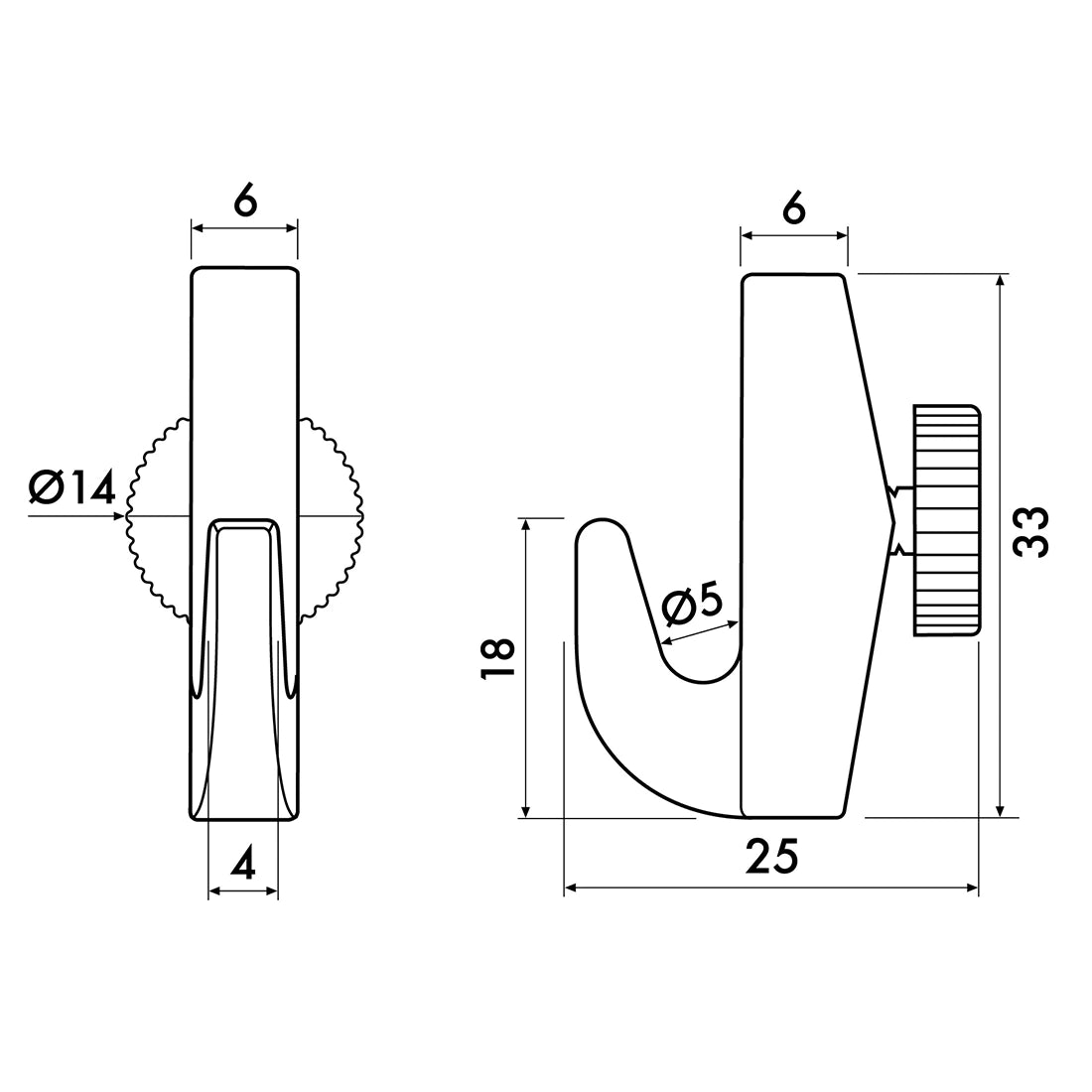 Lijntekening haak 7 kg