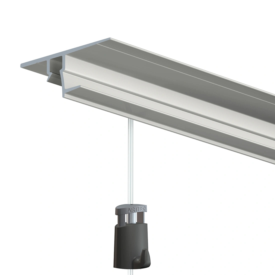 Shadowline Drywall inbouw ophangsysteem illusratie wit profiel met haak