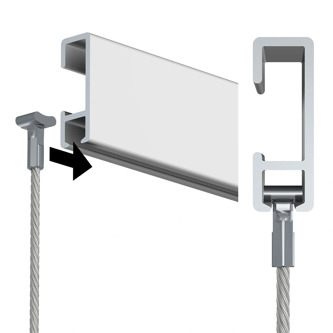 solid slider in de rail schuiven