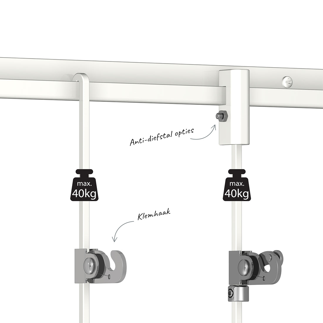 Klemhaak 40 kg aan classic rail +
