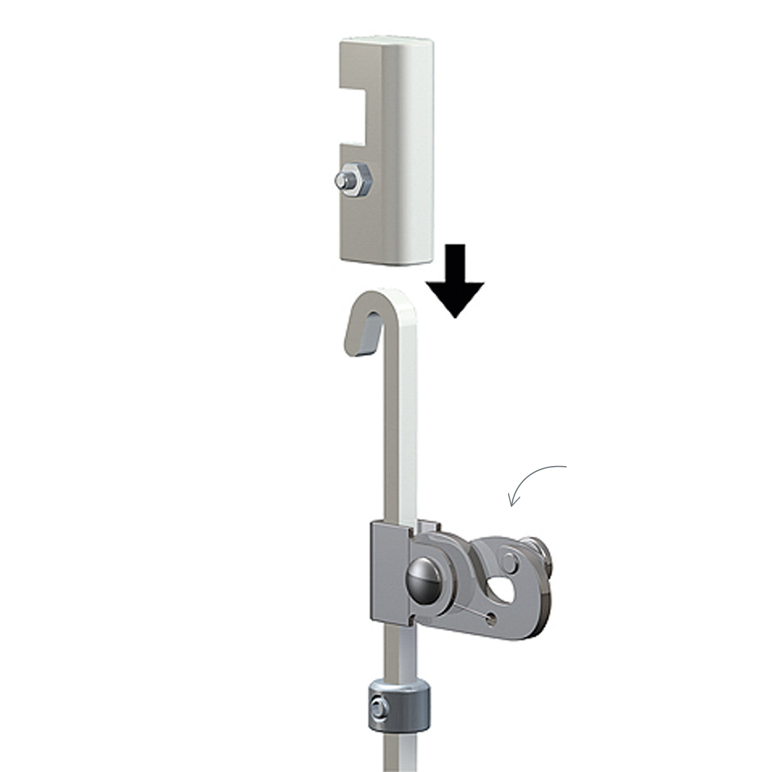 Anti diefstal klemhaak aan U-Top ophangstang