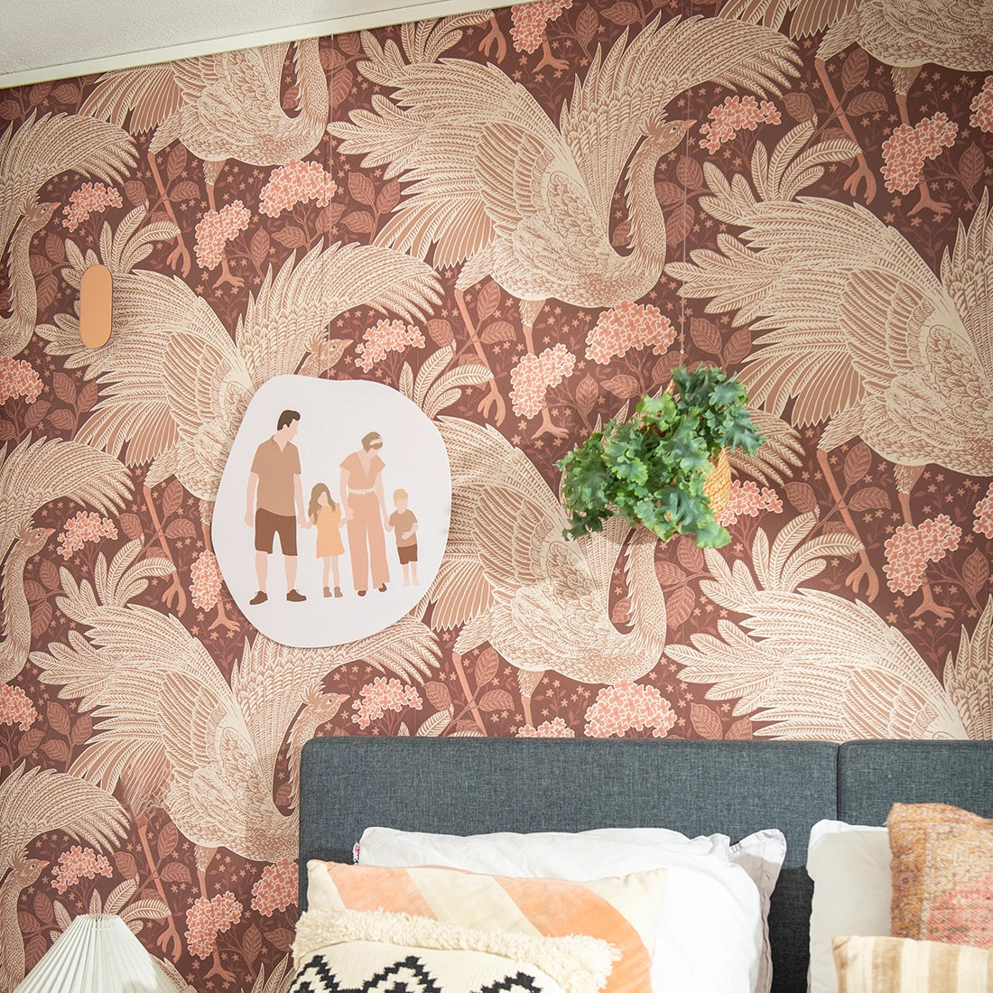 Artiteq Ophanghaak Micro Grip 20 kg paneel opgehangen aan muur in slaapkamer