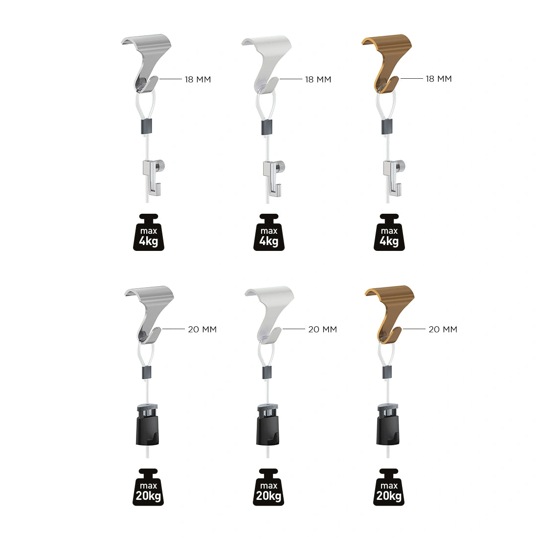 Set gancio Gallery 4 kg / 20 kg – 10 set