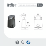 Lijntekening Artiteq Ophanghaak Micro Grip 20 kg