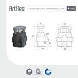 Artiteq Lijntekening Ophanghaak Micro Grip Lock 20 kg