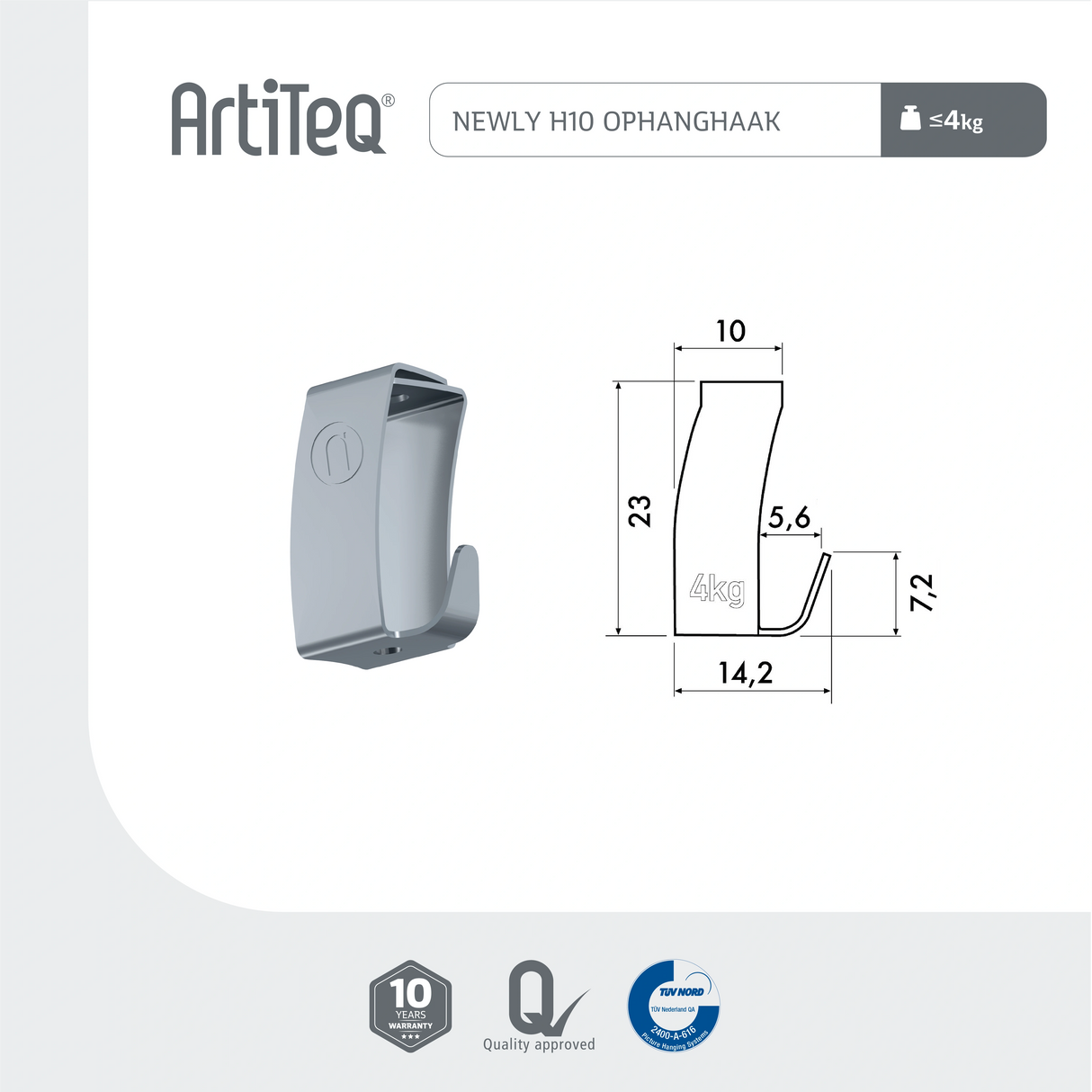Newly lijntekening Ophanghaak H10